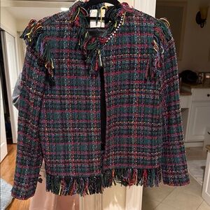 Chic Multicolor Tweed Women's Blazer